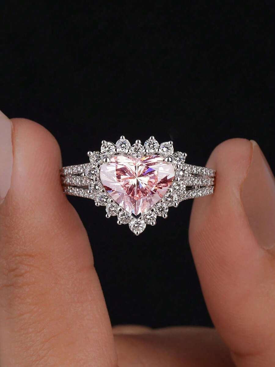 1 peça de anel clássico e lindo de diamante e pedras preciosas de amor, presente de noivado, presente de feriado, joias finas de prata esterlina 925