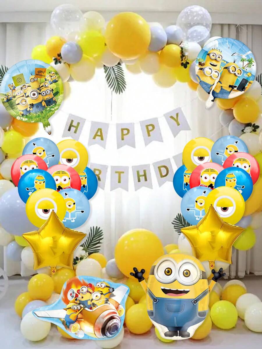 Minions Minions Theme -Thanksgiving, Christmas And Halloween Party Decorations,Minions Birthday Themed Party Decoration Items: Balloon Decorations, Private Rooms, Living Rooms, Festival Scene Arrangement, Party Birthday Balloon Supplies