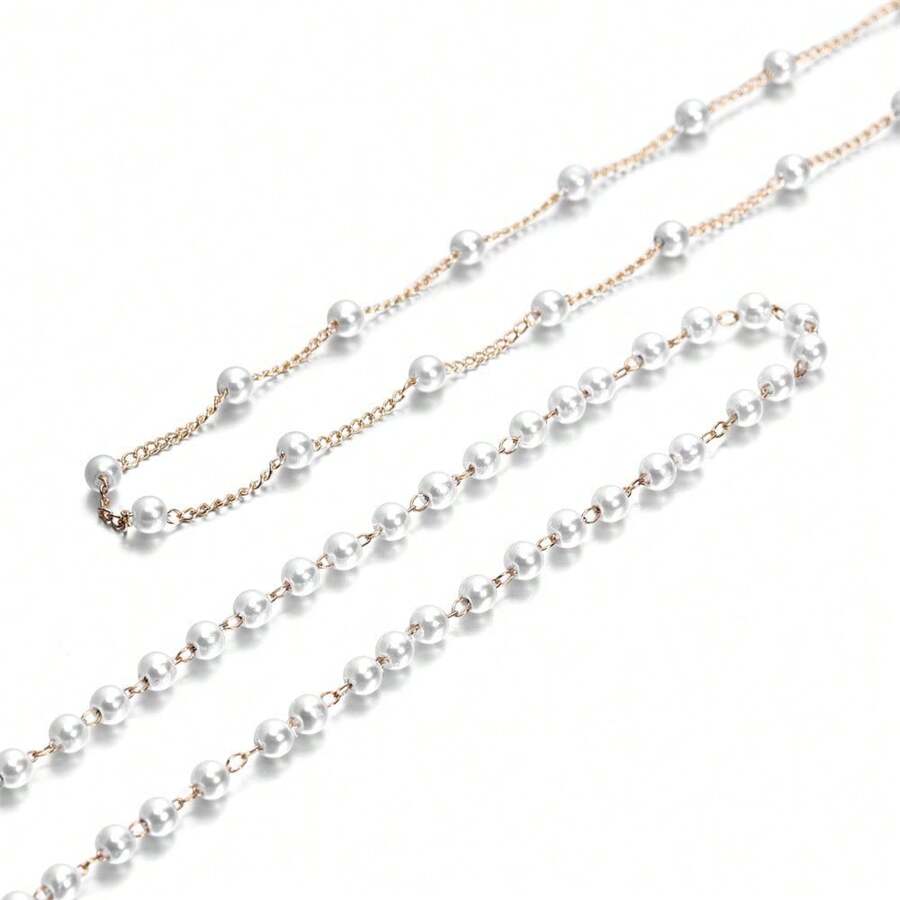 Cadena versátil de moda con perlas encriptadas, accesorio para pulsera, collar y clavícula, se vende por metros