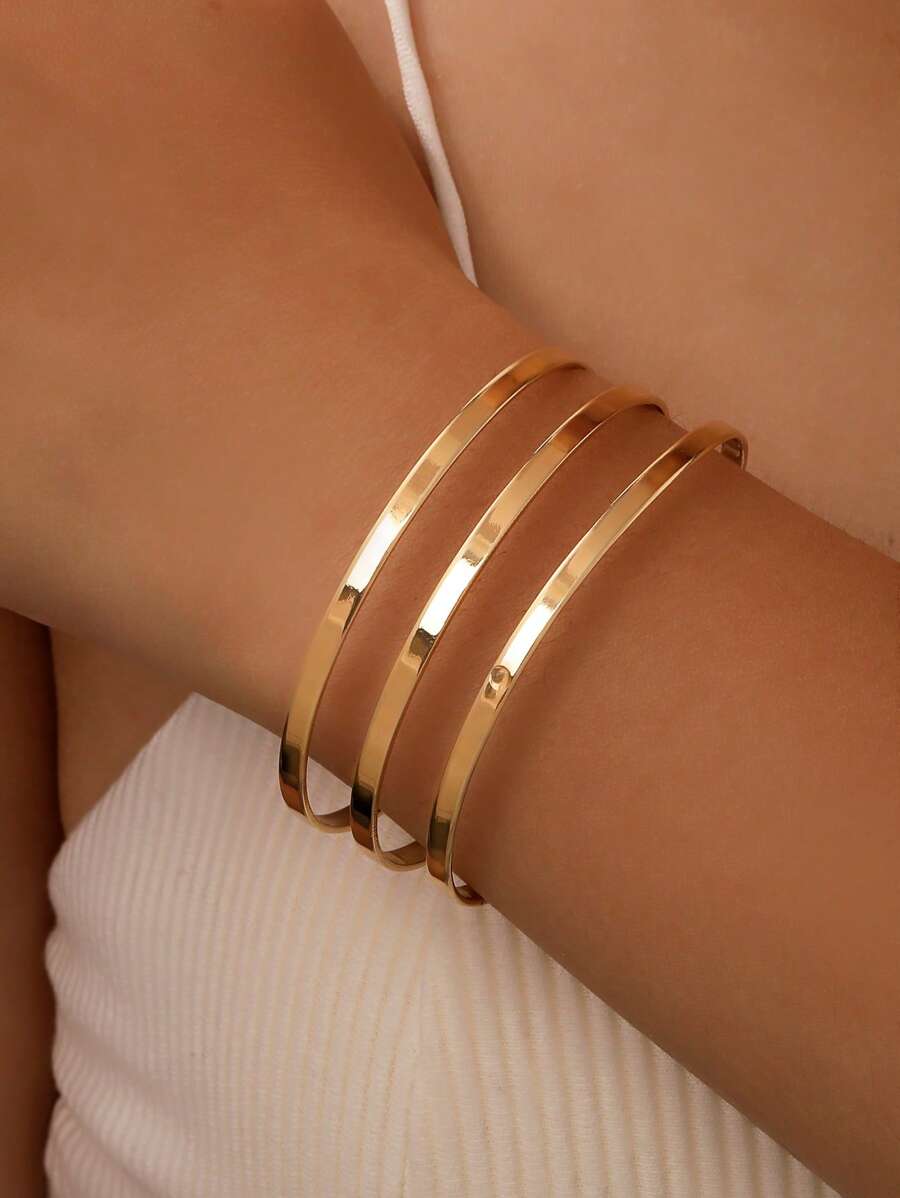 1 pieza Brazalete de metal de final abierto de moda para mujeres
