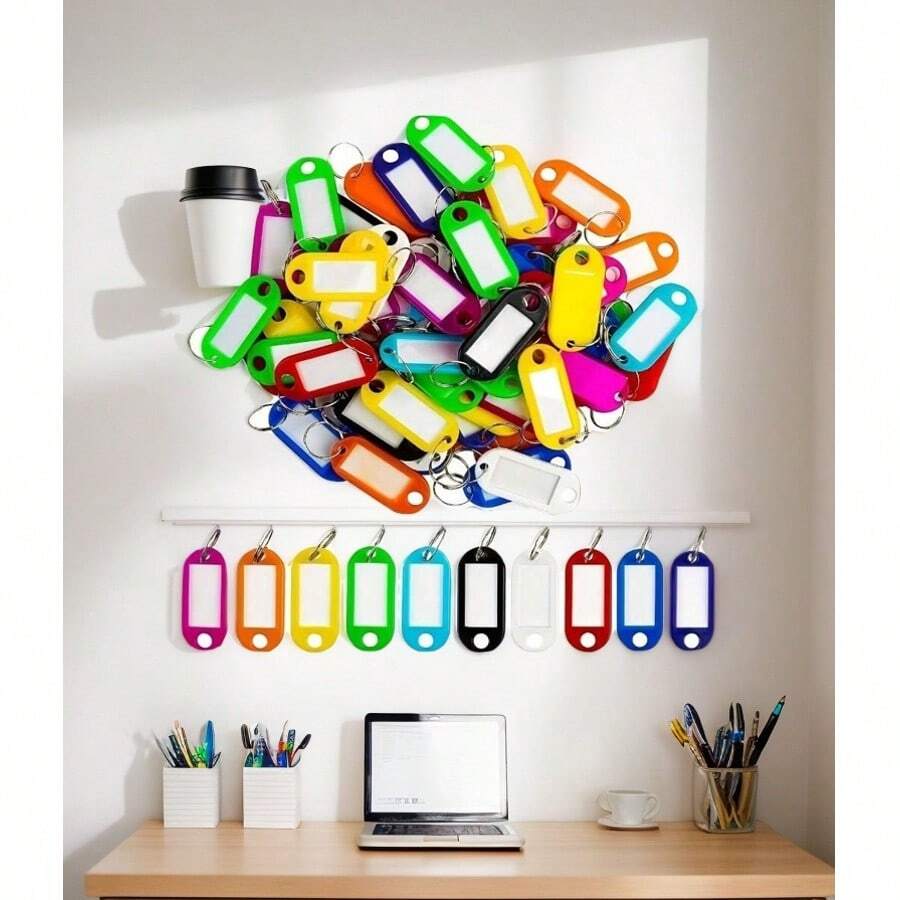 Multifunctional PP Material Key Tag, Writable For DIY Numbers, Can Be Used As A Hanging Tag, Classification Sign, Luggage Key Tag, Etc., To Identify Keychains. School Supplies,Back To School