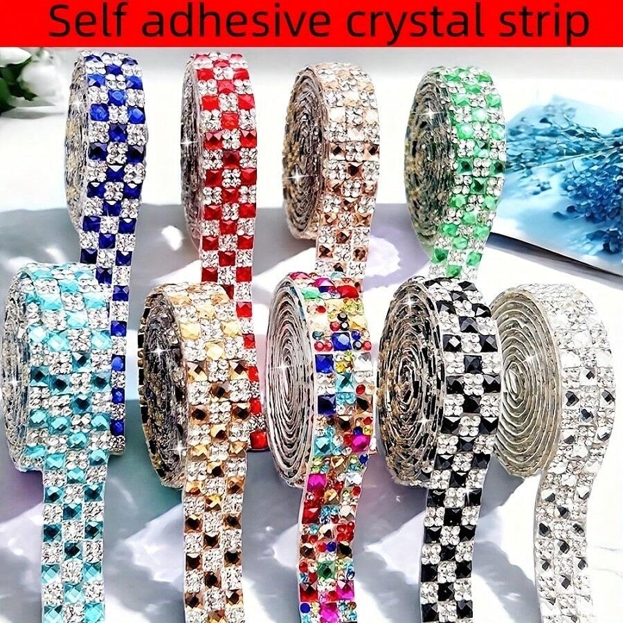 1 Yard Packaging With A Width Of 1. 2cmSparkling Self-Adhesive Rhinestone Ribbon - Crystal Tape For DIY Crafts, Weddings, Birthdays & Holiday Decorations