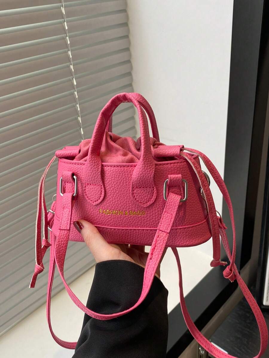 Bolso pequeño de hombro tipo cubo con diseño de patrón de caimán para maquillaje y cosméticos