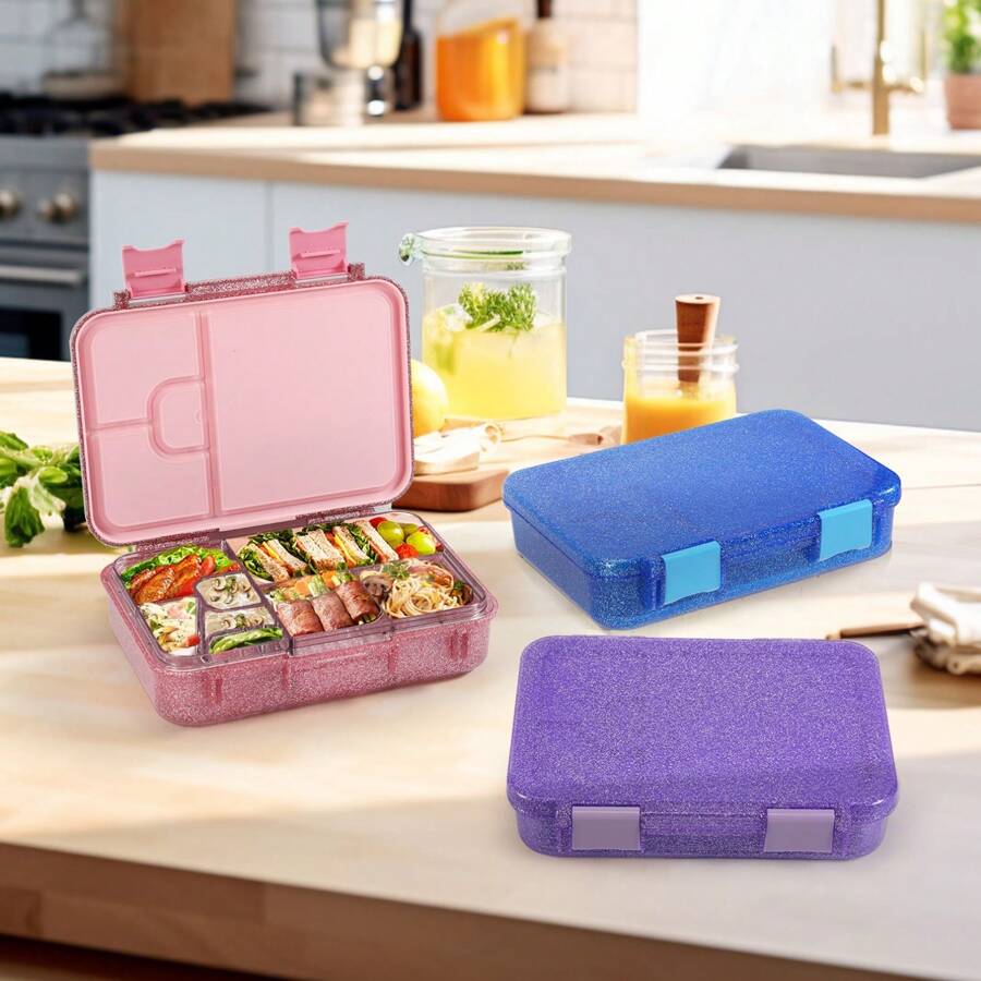 Caja de almuerzo Bento de material Tritan de 1000ML con brillo, a prueba de fugas, apta para microondas/lavavajillas, de vuelta a la escuela