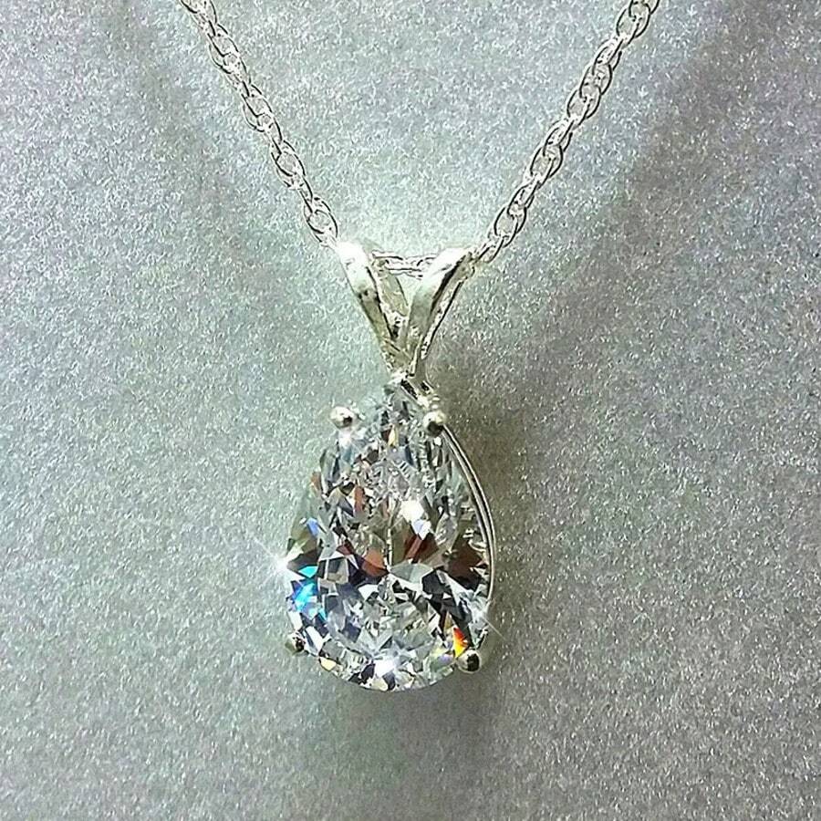 1 PC Elegant Cubic Zirconia Necklace Pendant For Women For Valentine's Day Gift Wedding Engagement Anniversary Party Jewelry