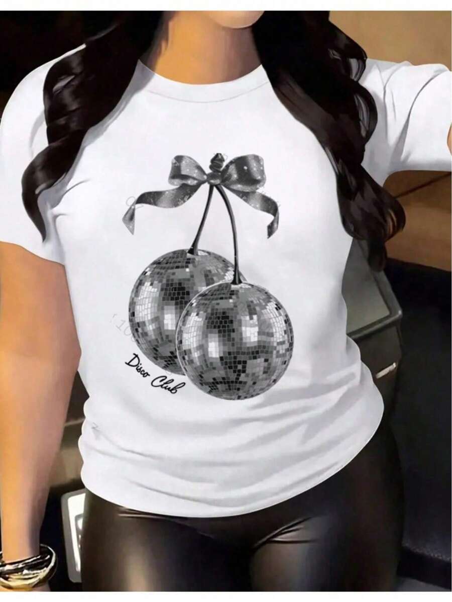 Camiseta con estampado de Gráfico Casual Poliéster mujer Diario primavera