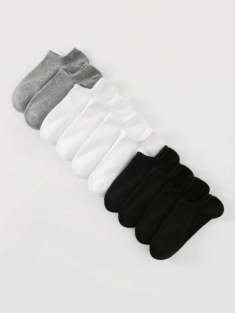 5/10/15/20 pares de calcetines clásicos de moda de unicolor para mujeres/hombres/niñas/niños/parejas, transpirables y cómodos, adecuados para estudiantes y adultos, para fiesta/vacaciones/oficina/uso en casa, color y estilo aleatorios