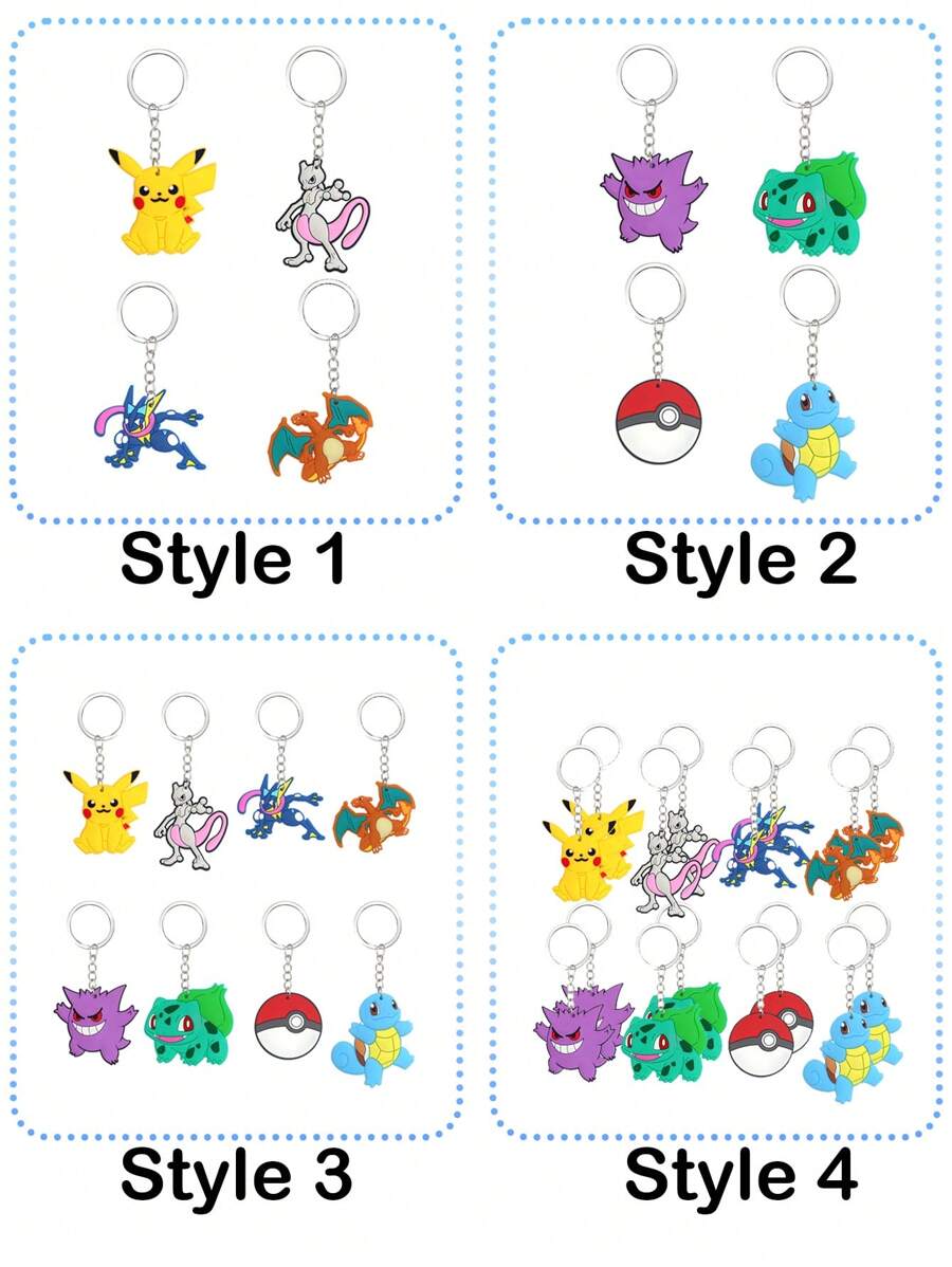 pokemon Pokemon Keychain Pendant, Pokemon Pokemon Key Chain, PVC Cartoon Pokemon Keychain, Cute Keychain Ring, Party Decoration, Party Small Gift Christmas And Halloween Festival Supplies And Decorations
