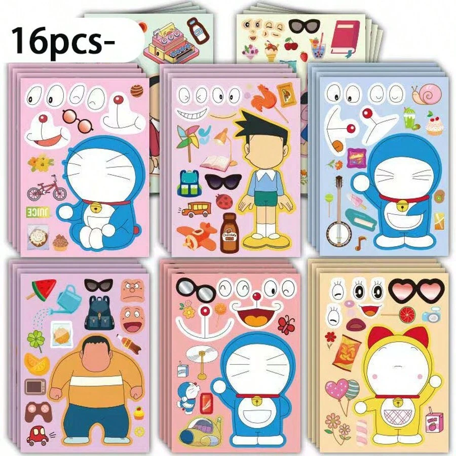 bandai 8/16 Doraemon Sticker Pack, Cartoon Stickers, Suitable For DIY Projects, Laptops, Guitars, Cups, Etc., Perfect For Holidays And Birthday Gifts