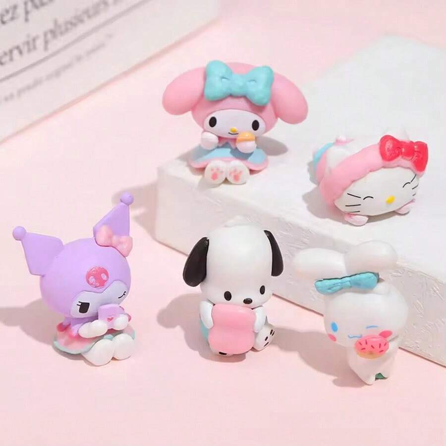 Sanrio 5 قطع/مجموعة مصغرة من الشخصيات المحببة "هيلو كيتي"، "كورومي" "ميلودي" 3 سم، تمثيل ديكور الكيك وألعاب مكتبية وديكور السيارات
