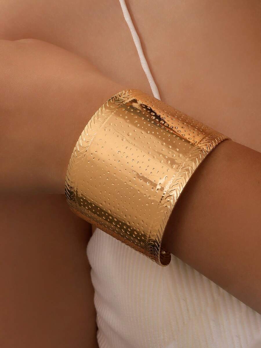 1 pieza Brazalete de metal de moda con final abierto para mujeres
