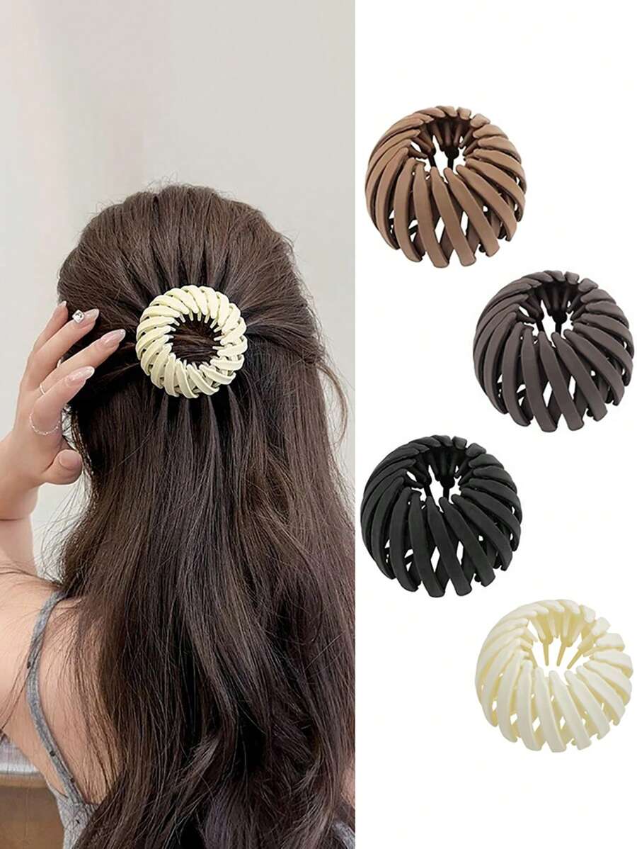 4 Stücke Elegante matter Haarbänder/Haarspangen in Vogelnestern-Form für Damen, einziehbare Haarklammer geeignet für den täglichen Gebrauch