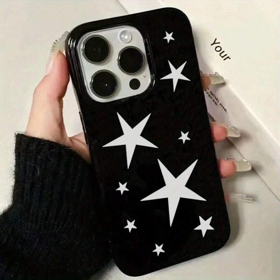 1 pièce Étui de téléphone avec pentagramme noir et argenté compatible avec les téléphones Apple