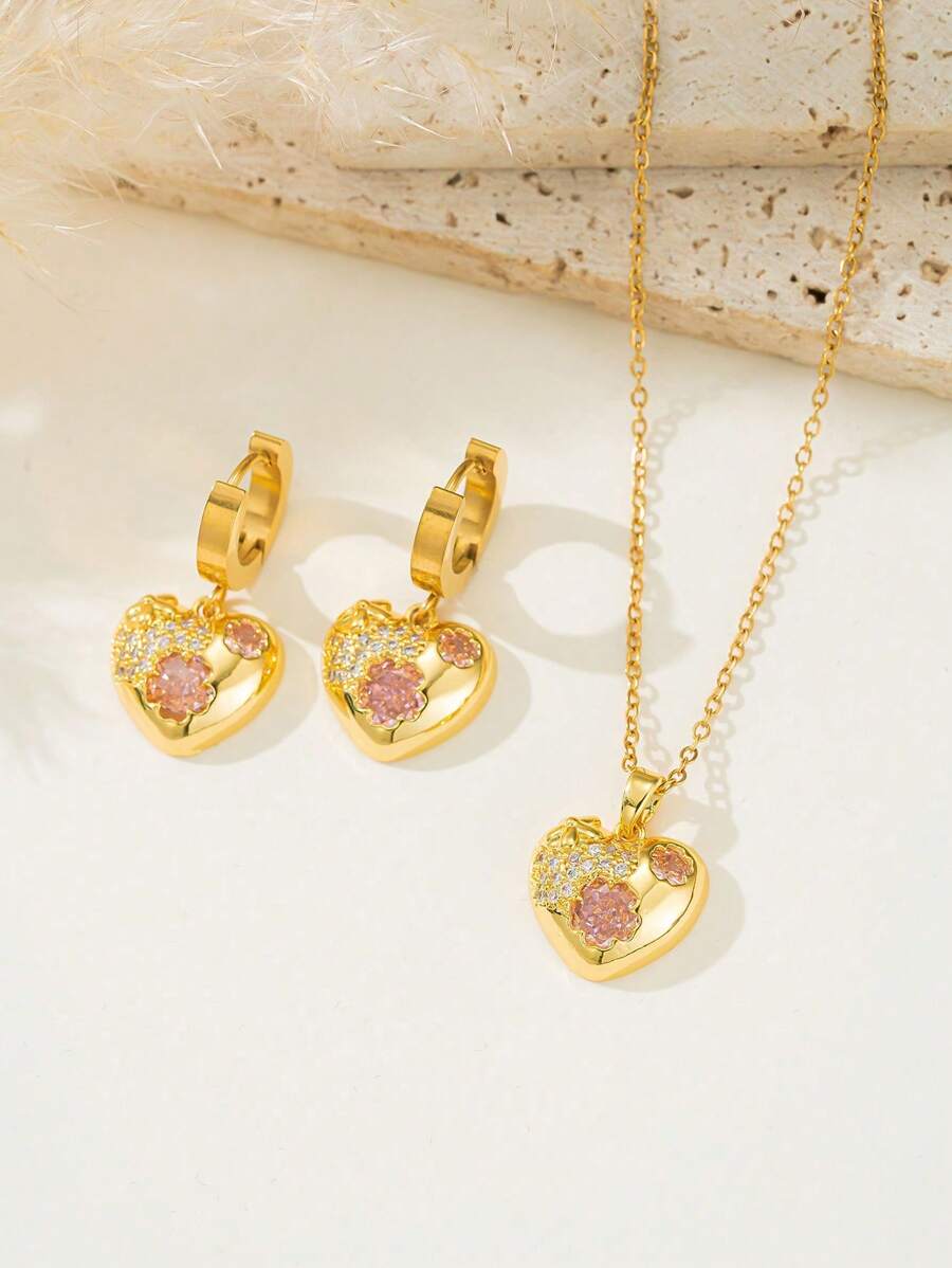 1pc Stainless Steel Jewelry Creative Heart Flower Design Necklace, Minimalist Elegant Vintage Fashion Casual Suitable For Valentine's Day, Ramadan, Festivals, Daily Wear, Parties, Best Gift Choice (OPP Bag And Box For Shooting Only)