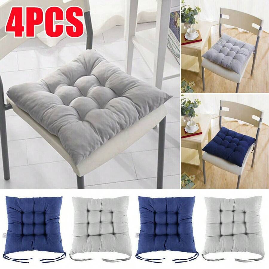 4PCS Chair Seat Garden Pads Furniture Dining Patio Outdoor Tie On Cushions 40cm