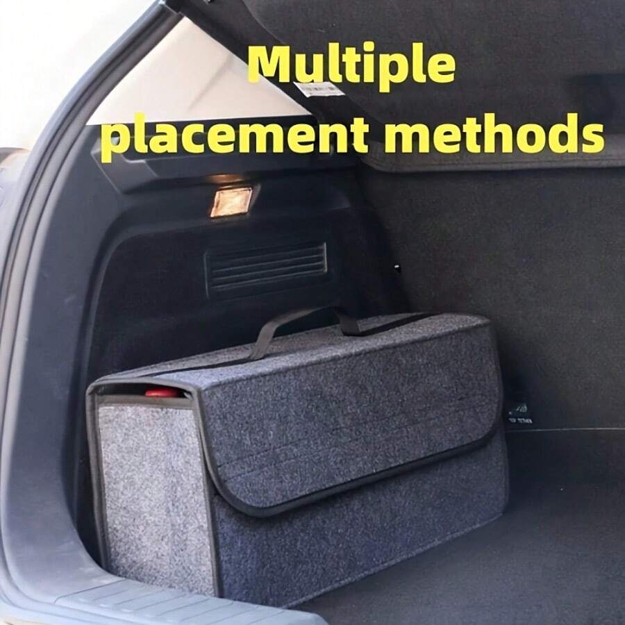 1 pièce Organisateur de coffre de voiture pliable en fibre de polyester, design à plusieurs emplacements - boîte de rangement de voiture portable, convient à la plupart des voitures, design compact, structure robuste, convient aux aventuriers en plein air