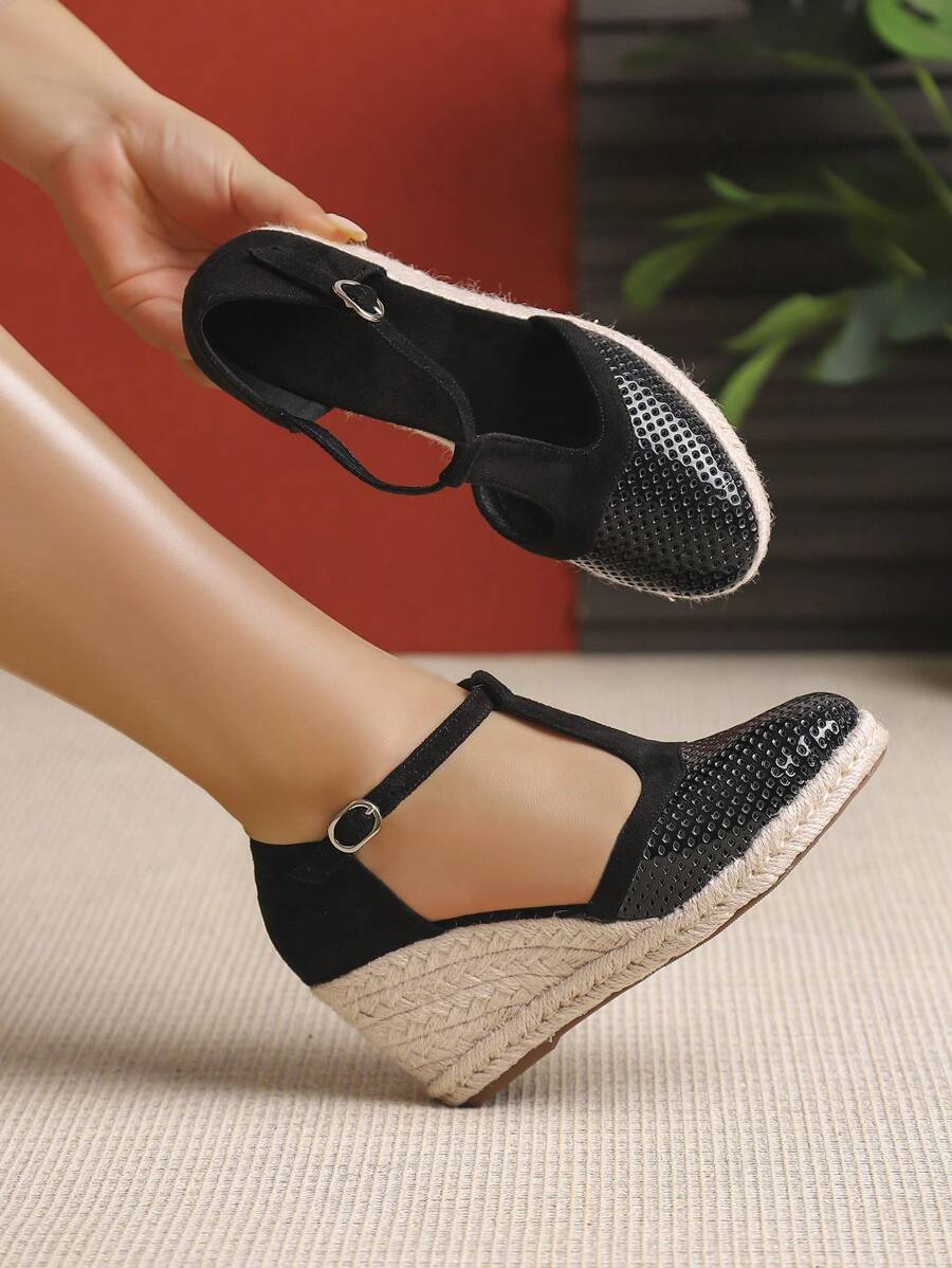 Fashionable Versatile Silver Breathable Bowknot Ankle Strap High Heel Pumps