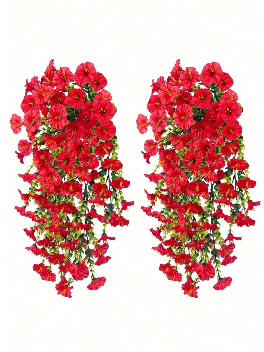 1/4 Stücke 75cm künstliche hängende Blumen, künstliche rote Prunkwinde Dekoration, UV-Schutz, für Outdoor Garten, Hof Dekoration, Hochzeit, Hochzeitslocation Dekoration, Flur Balkon Dekoration, Party Dekoration, Heim Dekoration, Schlafzimmer Wohnzimmer Dekoration, Wanddekoration, Büro Dekoration, Sommer Dekoration, Herbst Dekoration, Geburtstagsgeschenk, Jubiläum, Abschlussgeschenk