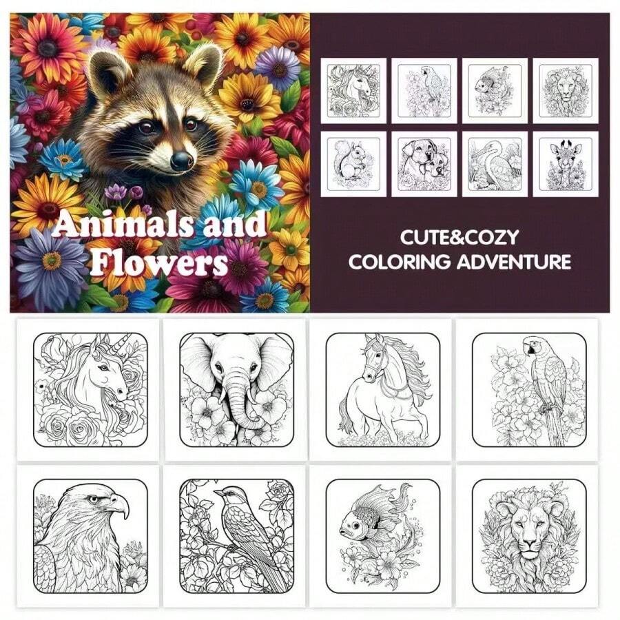 1 Piece Creative Cartoon Animal Coloring Book, Multi-Pattern Coloring & Doodle Watercolor Book