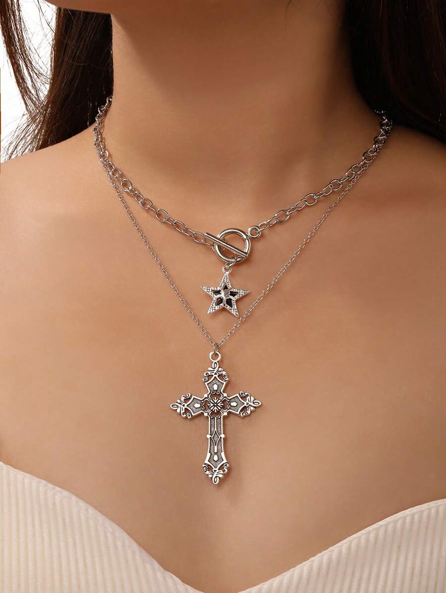 1 pieza Juego de collar con colgante de estilo gótico de metal para mujeres