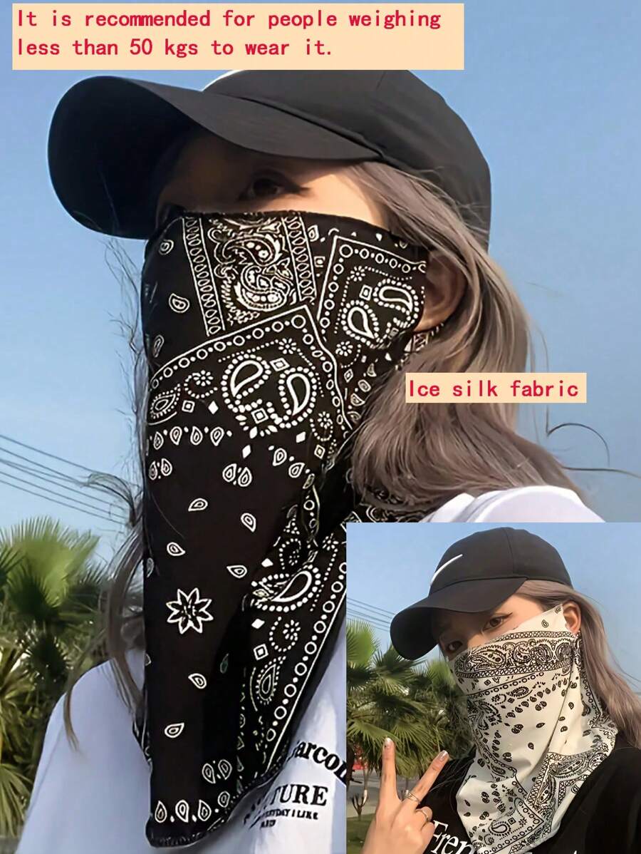 Summer Full Coverage Neck Gaiter Face Mask, Thin Design Breathable Sunscreen Scarf, Decorative And UV Protection For Outdoor Use