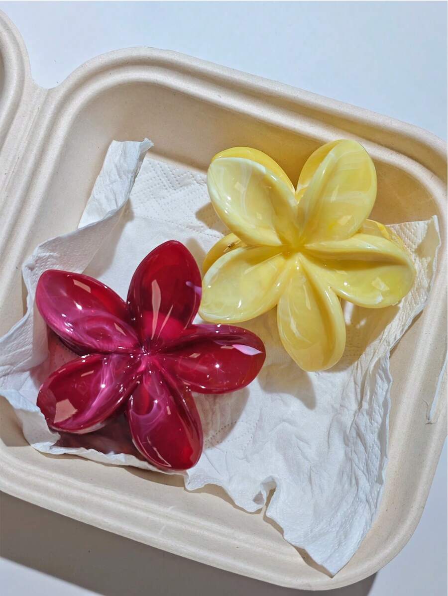 2 Stück Damen Acryl Farbverlauf große Blumen Haarklammern, einfach, exquisit und elegant als Haarschmuck für hochgestecktes Haar, Blumenform Haarklammer, Temperament, Reise- und Urlaubsoutfit Zubehör, geeignet für täglichen Gebrauch von Kopfschmuck und Haaraccessoires, Mode Haarspangen für Frauen