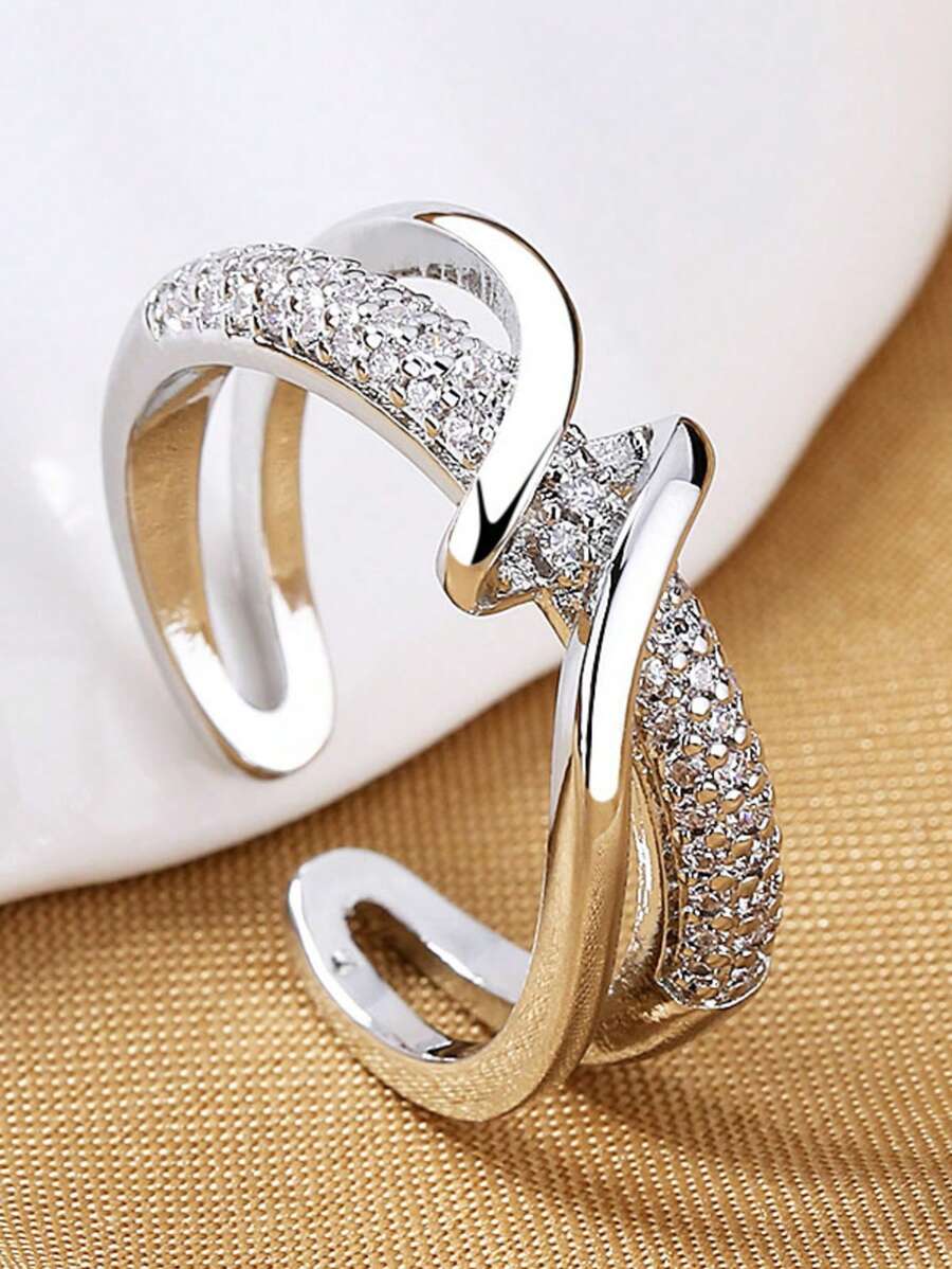 1PC Stainless Steel Light Luxury Minimalist Geometric Open Ring For Women Gold Jewelry- Stylish & Unique DesignRing For Women Teen Girls Valentine's Day Jewelry Gifts