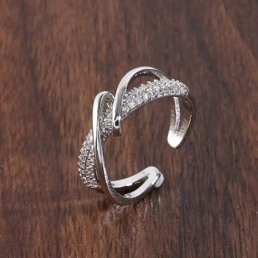 1 pieza Anillo de extremo abierto con diseño único de cruce elegante y minimalista, adecuado para uso diario