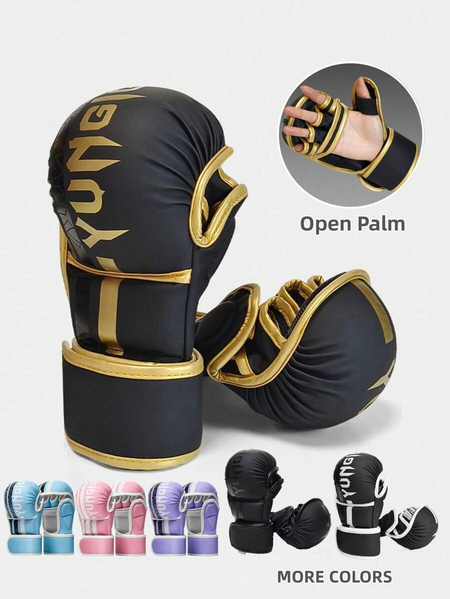 Gants de boxe arts martiaux pour hommes et femmes, gants de sport hybrides MMA à paume ouverte, poing épais pour l'entraînement au combat, la boxe, le Muay Thai, le sac de frappe et le kickboxing