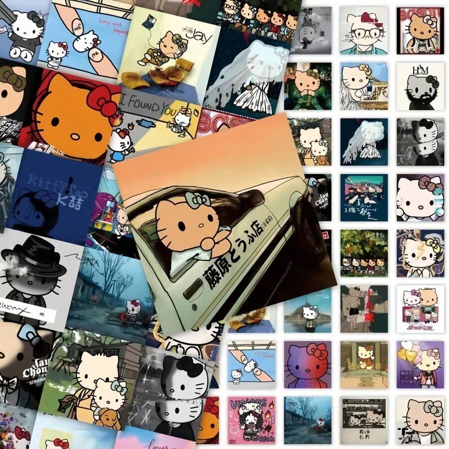 Sanrio Sanrio KT Cat Album Cover Creative Stickers For Phone, Student Notebook, DIY, Tablet, Decorative Stickers, Ins Style, School Supplies, Back To School