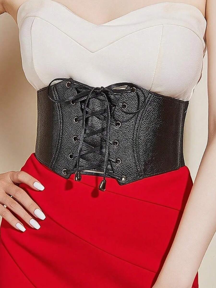 1 curea pentru femei, rochie cu corset boem retro Y2K, cu șireturi, curea elastică pentru talie, brâu sexy pentru întâlniri, petreceri, festivaluri, plaje, casual business, stil gotic