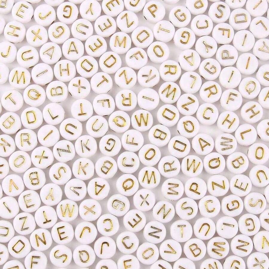 1 Pack 101/201/501pcs 7x4mm White Round Letter Acrylic Loose Spacer Beads For DIY Bracelets, Necklaces, Jewelry Making