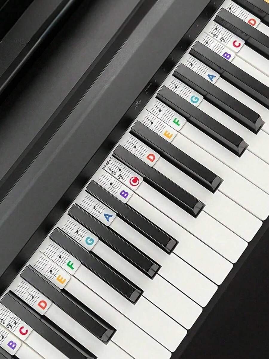 1 Pieza Guía de notas de piano de silicona reutilizable para principiantes, fácil de instalar y quitar, etiquetas de notas del teclado de piano de tamaño completo de 61/88 teclas, sin necesidad de pegatinas, insonorizado, para pulgar de Kalimba, diapasón