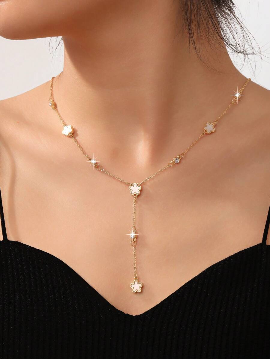 1 pieza Collar colgante geométrico de eslabones cuadrados simples de acero inoxidable, pieza declarativa