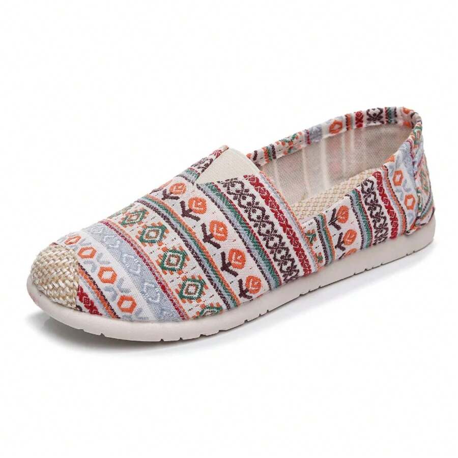 Canvas Flat Bottomed Fisherman Shoes Mesh Fabric Breathable Comfortable Fashionable Printed Upper Casual Board Shoes