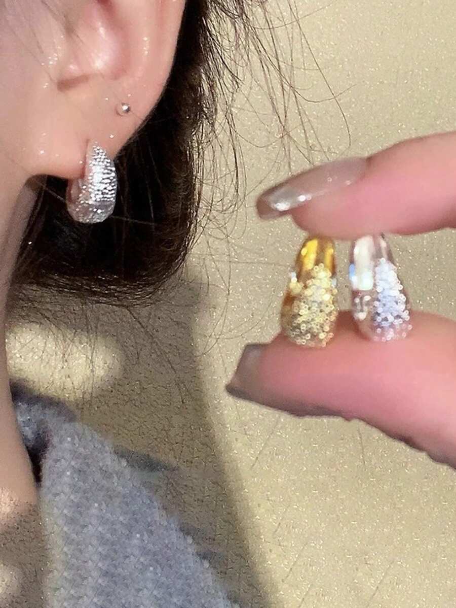 1 Par de Pendientes de Aro Elegantes, Lujosos y con Estilo Francés Vintage, Brillantes, de Alta Calidad en Material de Cobre, Aptos para Uso Diario, Festivales, Reuniones Sociales, Regalos de Pareja, Atuendos de Fiesta, Primavera/Verano/Otoño