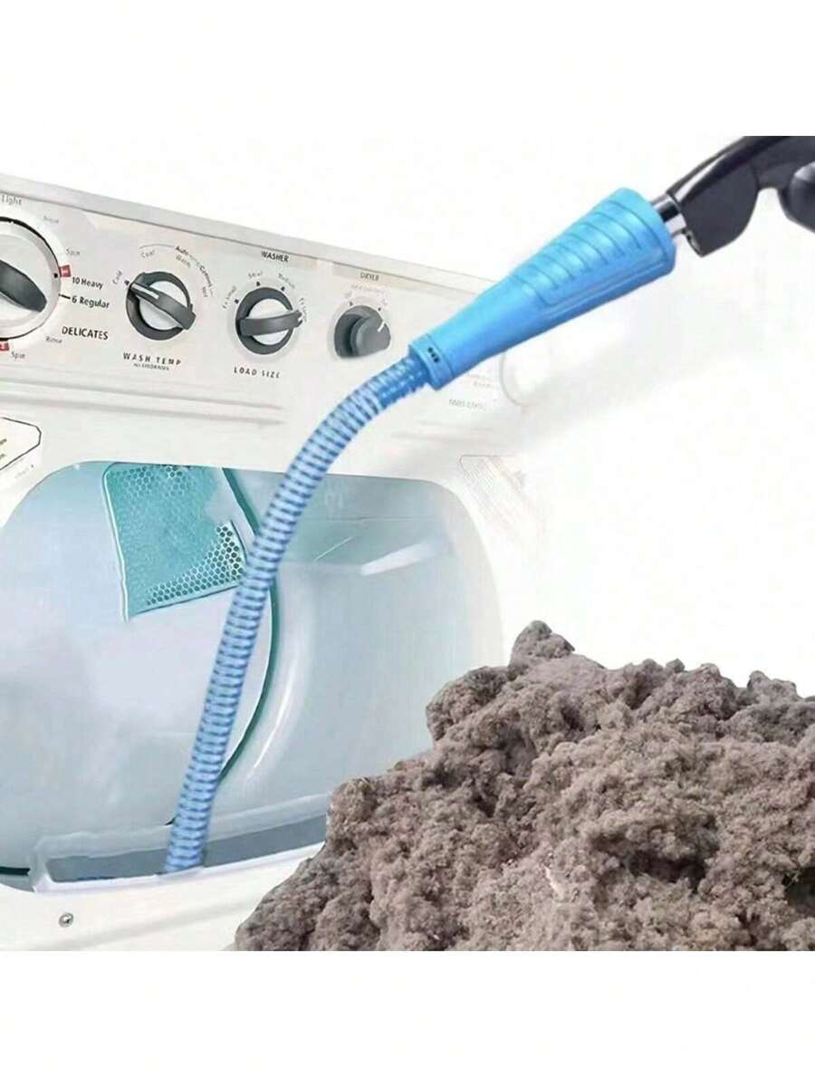 Kit de nettoyage pour évacuation de sèche-linge, accessoire d'aspirateur pour évacuation de sèche-linge, ramoneur de peluches et tuyau d'aspiration pour évacuation de sèche-linge (bleu clair)