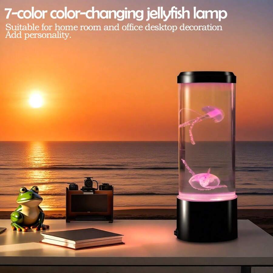 1 Peça Lâmpada de Lava em Forma de Água-Viva com LED, Luz de Humor do Oceano que Muda de 7 Cores, Ideal para Sala de Estar, Quarto, Criado-Mudo, Escritório, Decoração de Mesa e Presente para Feriados/Aniversários