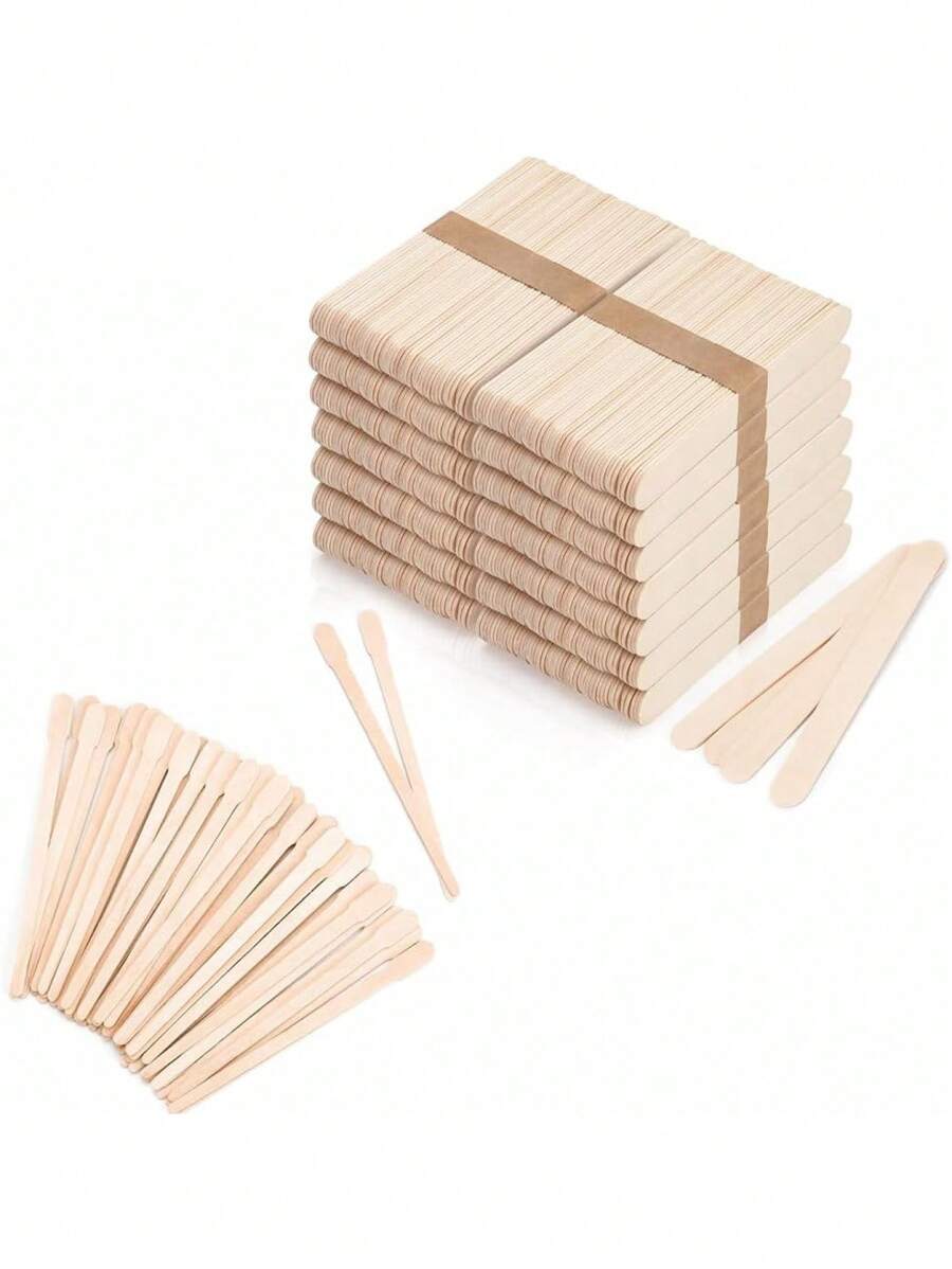 300/100/50 Peças Palitos de Cera Depiladora, Palitos de Cera, Palitos de Madeira para Raspagem de Cabelo ou Palitos de Madeira para Artesanato, Palitos de Madeira na Cor Damasco para Unhas, Raspadores para Depilação, Produtos e Acessórios Essenciais para Cabelo para Beleza e Viagem em Salões de Beleza
