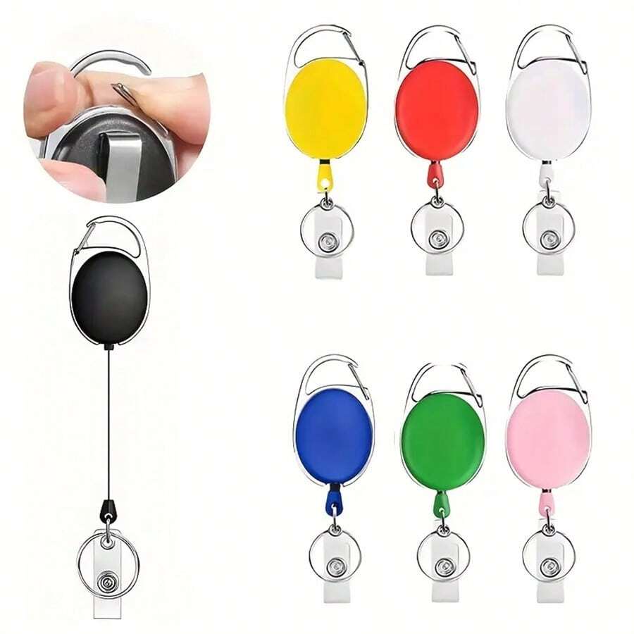 3 Pezzi Portachiavi con Colori Casuali, Vicloon Porta Badge Retrattile,Portachiavi,Moschettone per Chiavi, Tessera Identificativa,Targhette con Nome,Forniture Scolastiche,Torna a Scuola