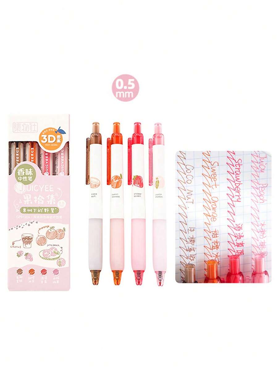 8-Piece Colors Press Pens Set, Quick-Drying Neutral Pen, Fruit Theme Colored Ink Rollerball Pens For Journaling, Doodling And Drawing, Ideal For Gifts School Supplies, Back To School