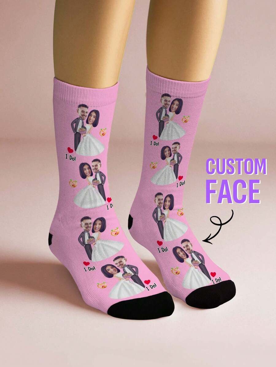 1 Pair Custom Wedding Socks, Custom Photo Sock, Custom Printed Socks, Custom Picture Socks, Anniversary Gift, Valentine Gift, Birthday Gift, Wedding Gift, Mother's Day Gift, Father's Day Gift, Best Friend Gift, Gift For Mom/Dad, Gift For Girlfriend/Boyfriend, Gift For Her/Him
