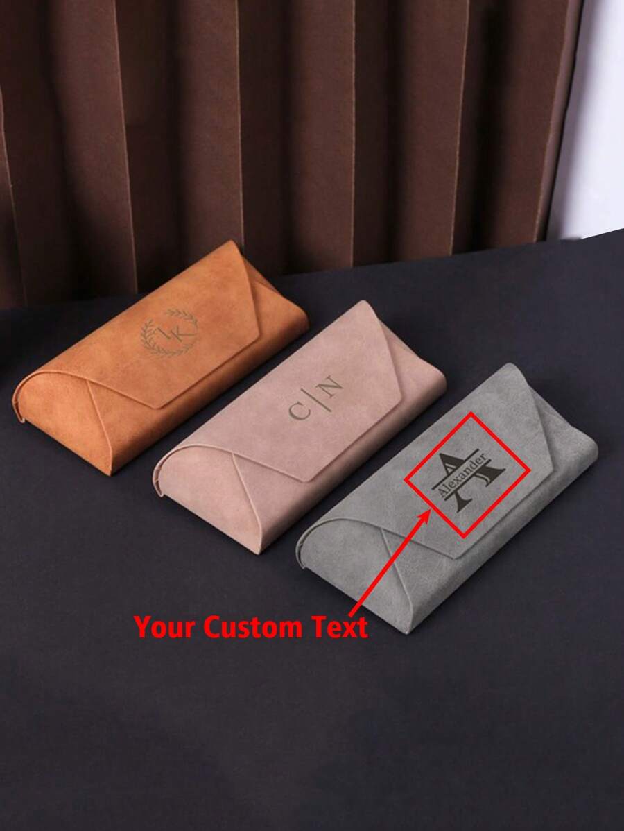 Luxus Samt Brillenetui mit individuellem Textlogo, handgefertigte Ledertasche, tragbare Brille Tasche mit großem Fassungsvermögen
