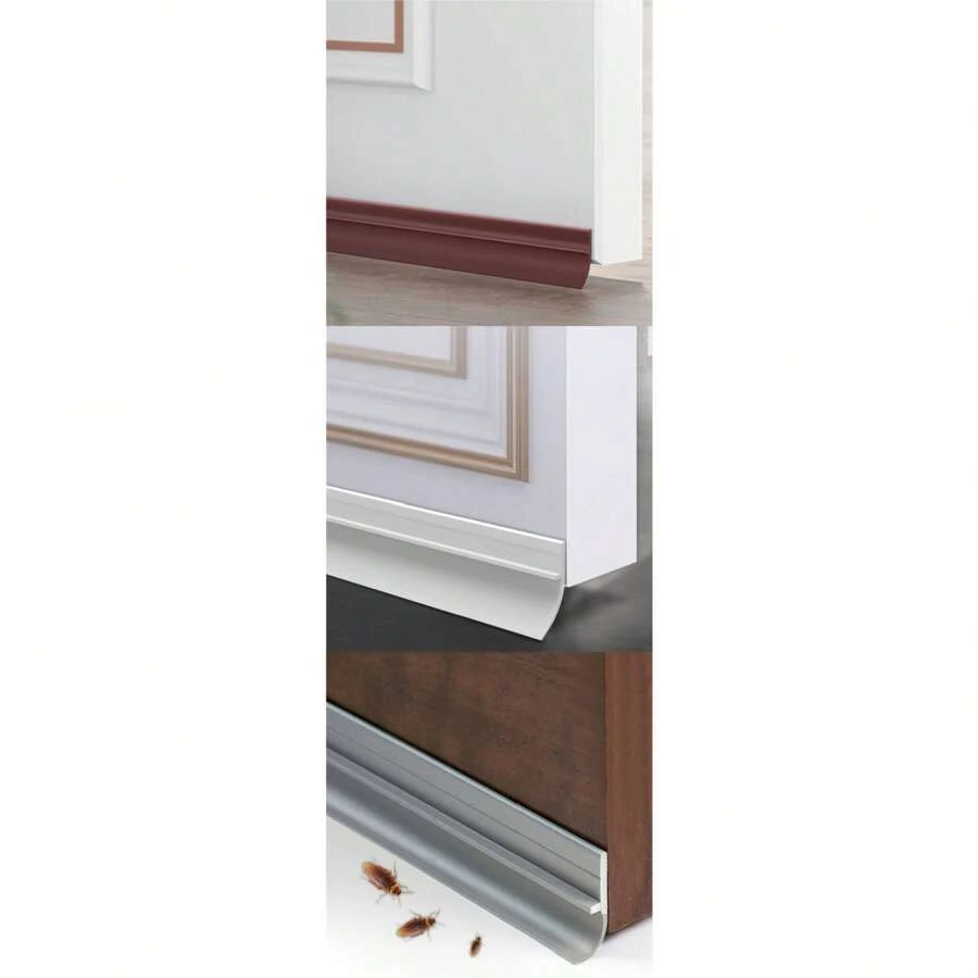 35mm X 1m Heavy Duty PVC Door Bottom Draft Excluder - Windproof Weather Stripping Seal Strip For Doors & Windows, Gap Blocker Tape