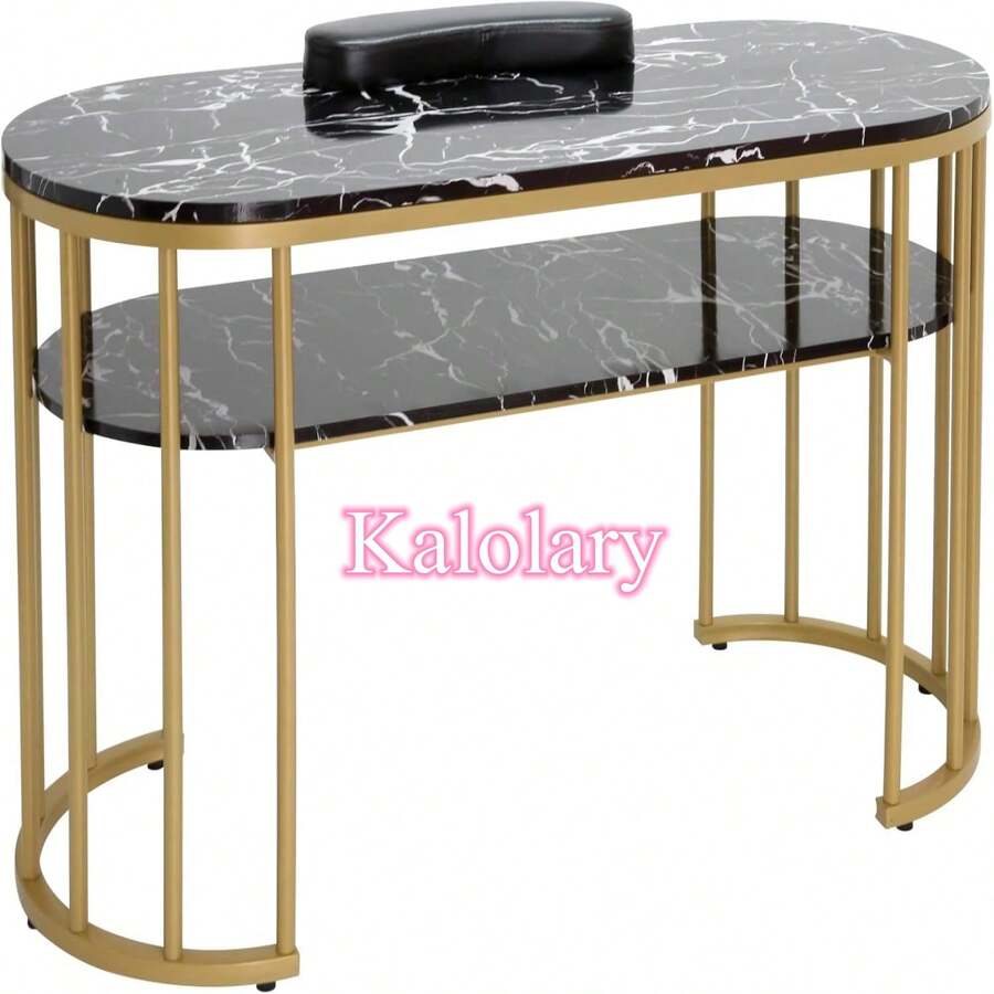 Kalolary Table de manucure Kalolary, table à ongles avec repose-mains, station de travail, structure en marbre, salon, station de manucure, équipement de stylisme ongulaire, spa, maquillage, institut de beauté (noir)