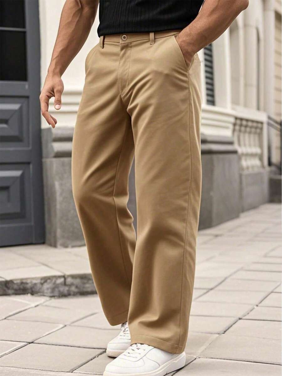 Pantalones sueltos casuales con bolsillos y pierna ancha para hombres