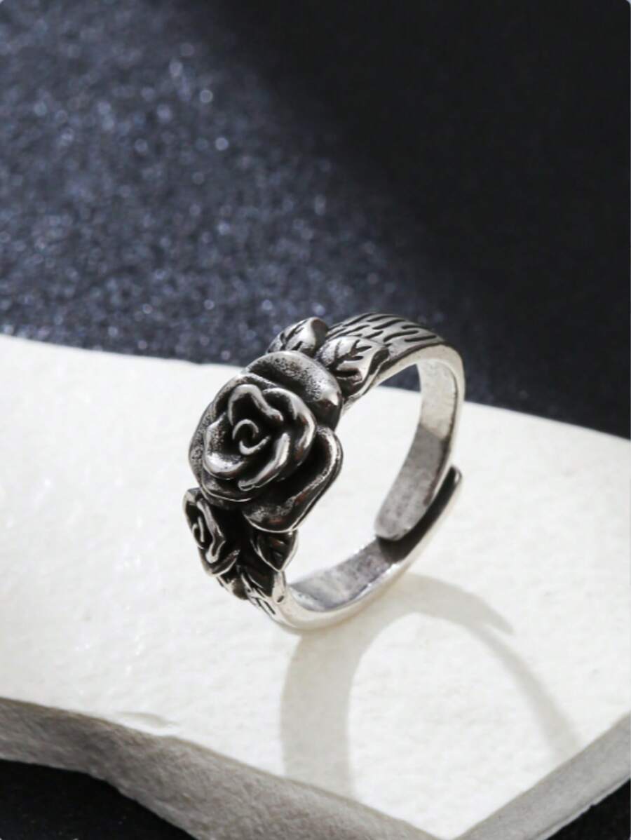 1 Stück Verlobungsring im europäischen und amerikanischen Stil mit Rosenblüte, Geschenk für Paare, Partys, Feste