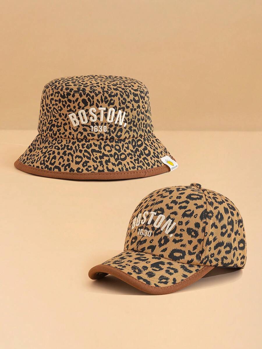 1 pieza Sombrero de pescador con visera para niños con estampado de leopardo, gorra de béisbol versátil para uso diario, adecuada como regalo para niños