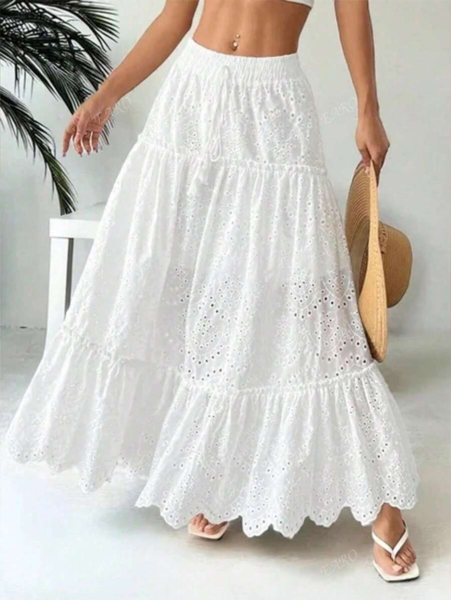 Falda con dobladillo de pastel mixto elegante y dulce para mujer, versátil