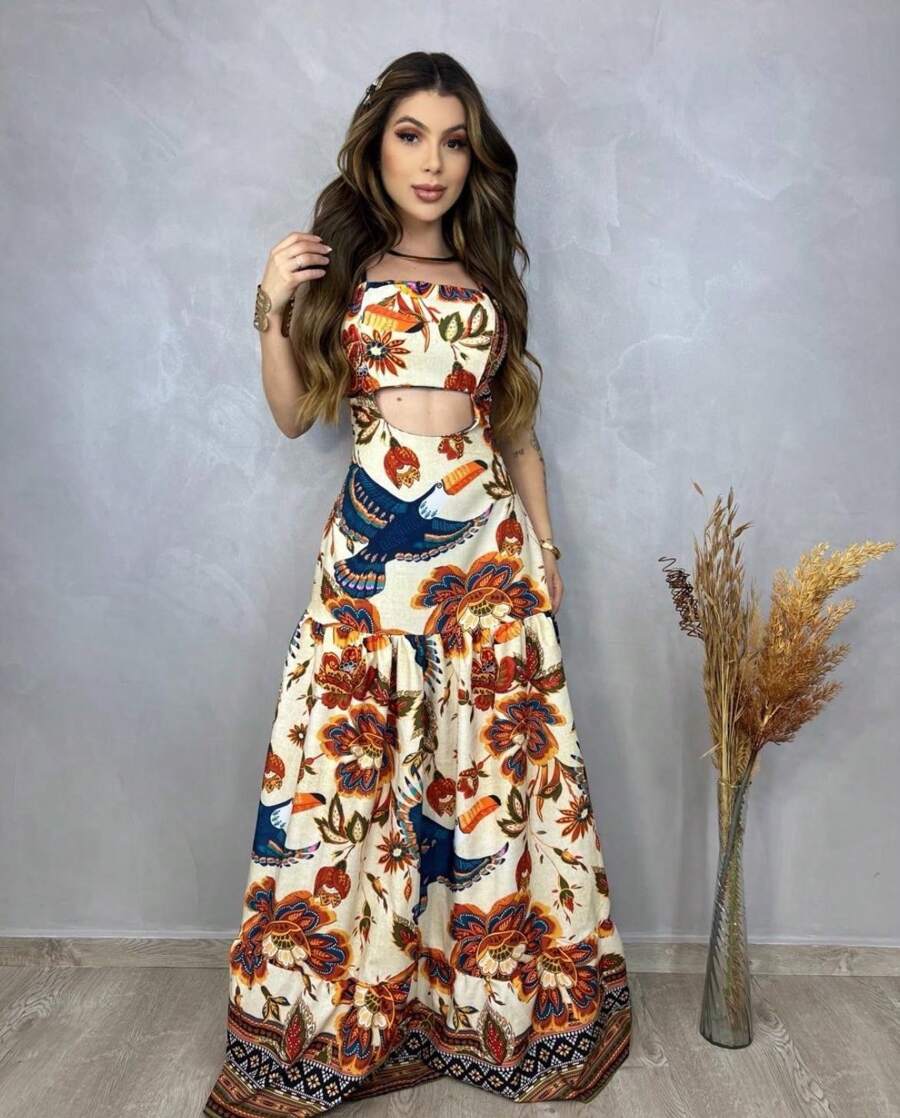 Women's Long Dress Floral And Tropical Print All-Over Floral Print Plants Hollow Out / Cut Out Backless / Backless Ruched Wedding